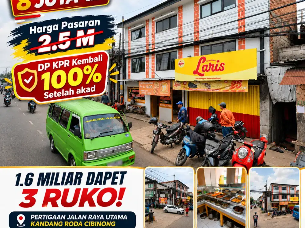 3 Deret Ruko 3 Lantai Cuma 1.6 M Bonus Usaha Warteg  Cock Aneka Usaha
