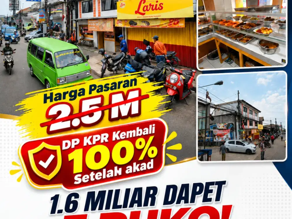 3 Deret Ruko 3 Lantai Cuma 1.6 M Bonus Usaha Warteg Cock Aneka Usaha