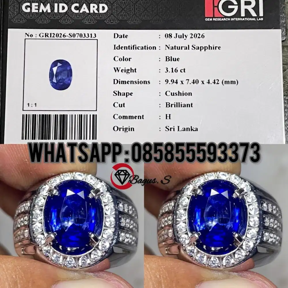 Natural Blue Sapphire SriLanka 3.16 Ct