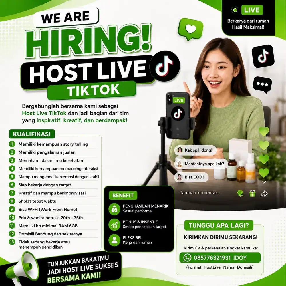 Info loker nih host livee jualn