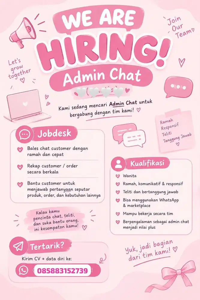 LOKER ADMIN BALES CHAT OLSHOP