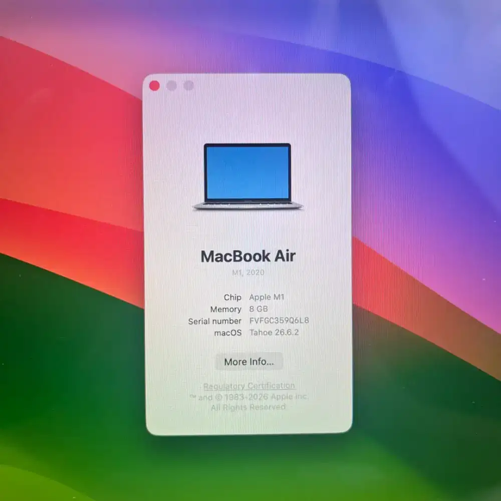 Macbook Air M1 Layar 13 inch Ram 8 Ssd 512 Layar 13 inch Silver full