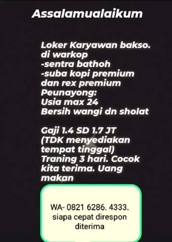 Loker karyawan bakso