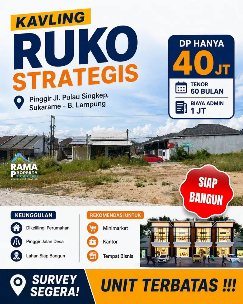 UNIT TERBATAS! Ruko Strategis Sukarame – Cocok untuk Bisnis & Investas