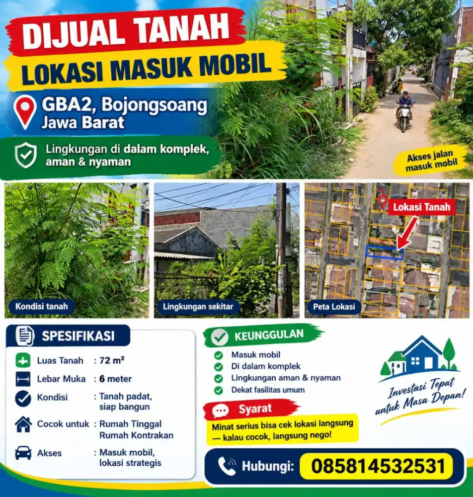 Tanah di jual masuk mobil lokasi ciganitri cipagalo gua