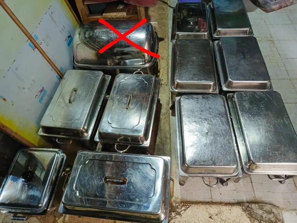 Wadah Prasmanan / Chafing Dish Stainless Tebal (Total 10 Pcs) Mulus