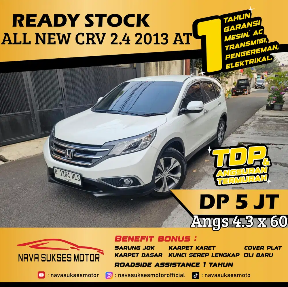 TDP 5 Jt Angs Termurah All New CRV 2.4 Prestige 2013 Matic Putih LowKm