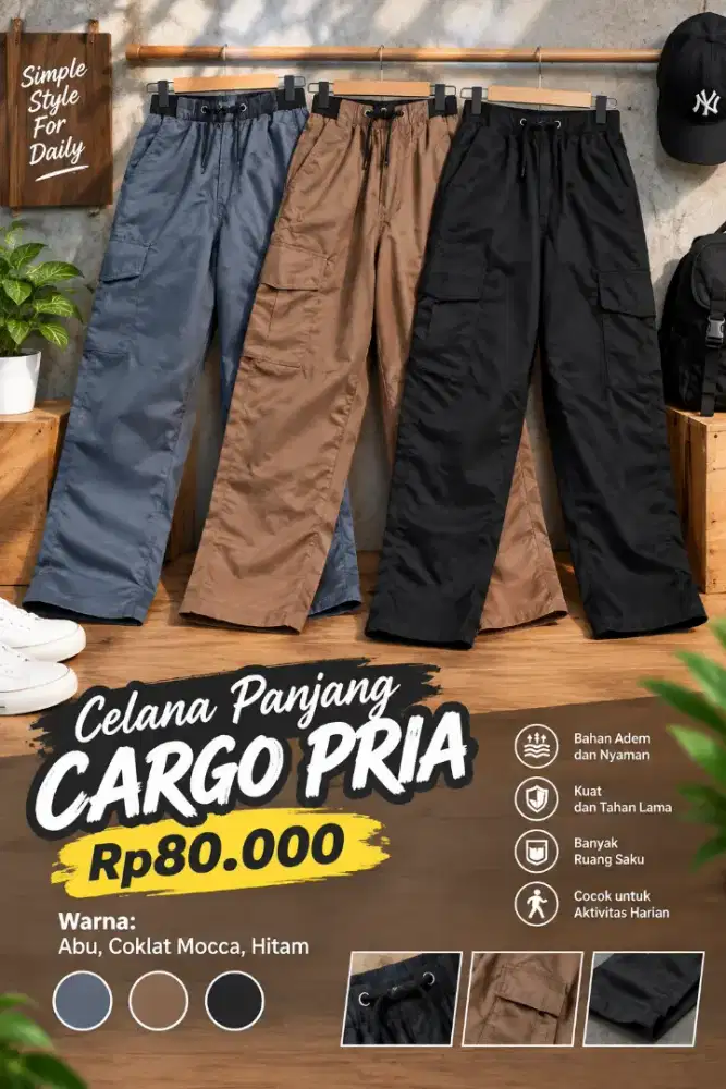 Celana Panjang Cargo Pria