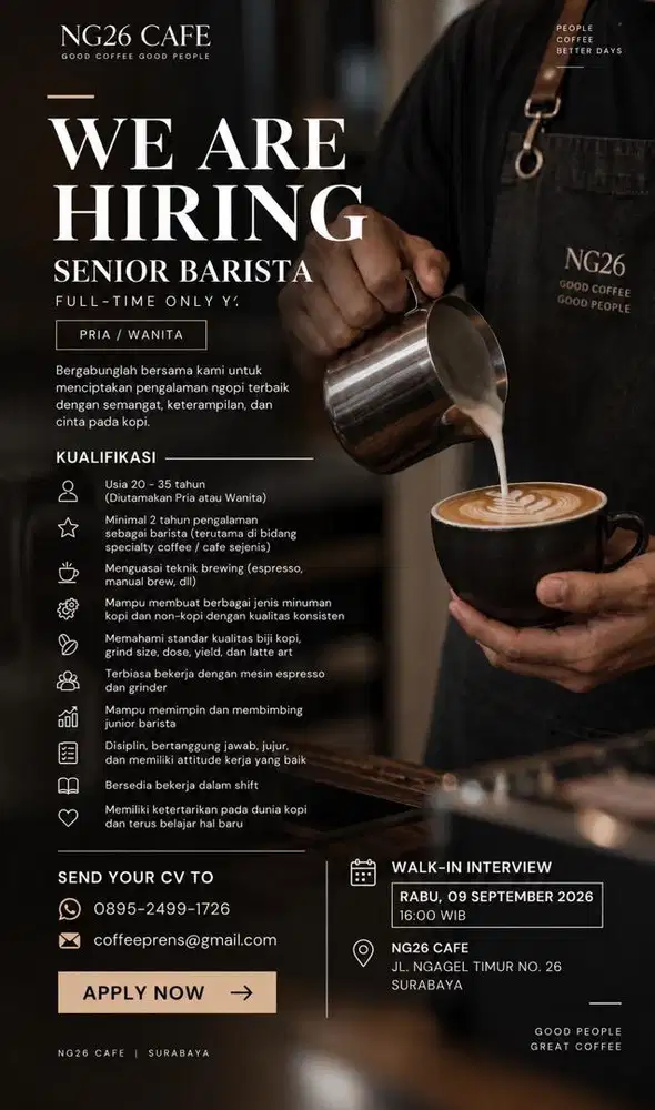 Lowongan Senior Barista