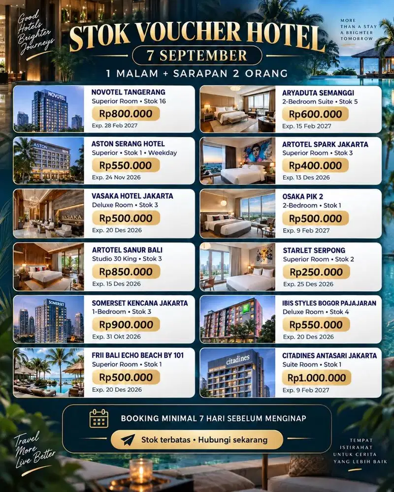 Voucher Hotel Murah Termasuk Sarapan 2 Orang Mulai Rp250 Ribu