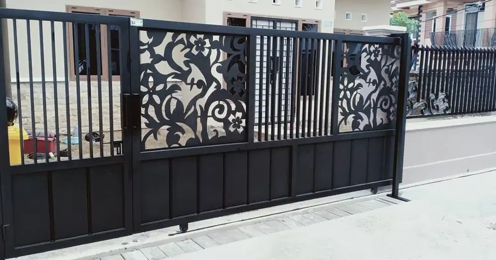 Pintu pagar  besi geser laser cutting