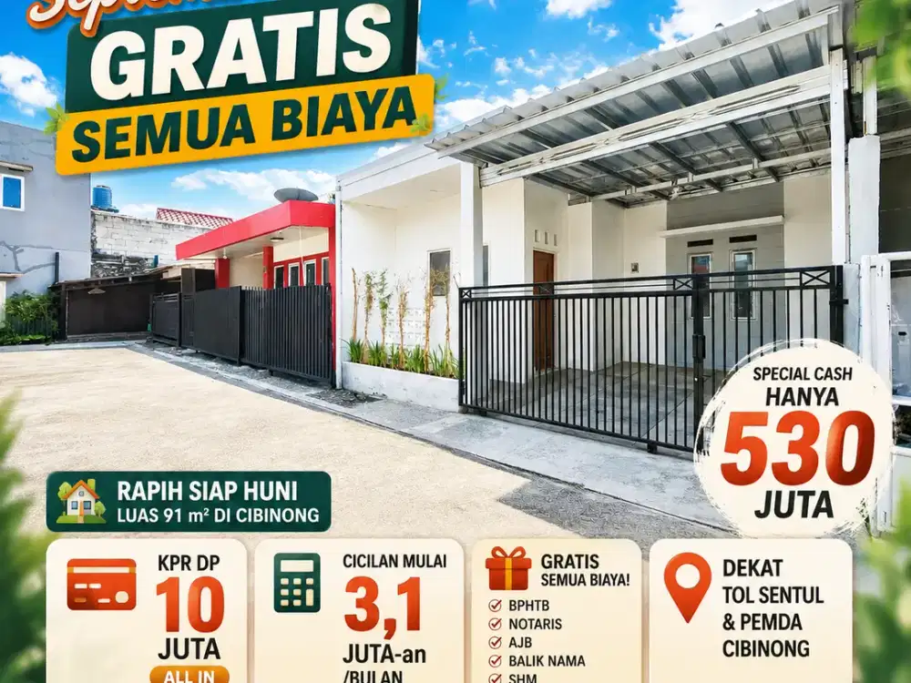 Rumah Rapih Langsug bisa di tempati di Cibinong Dekat Stasiun Bojong Gede & Pemda Cibinong
