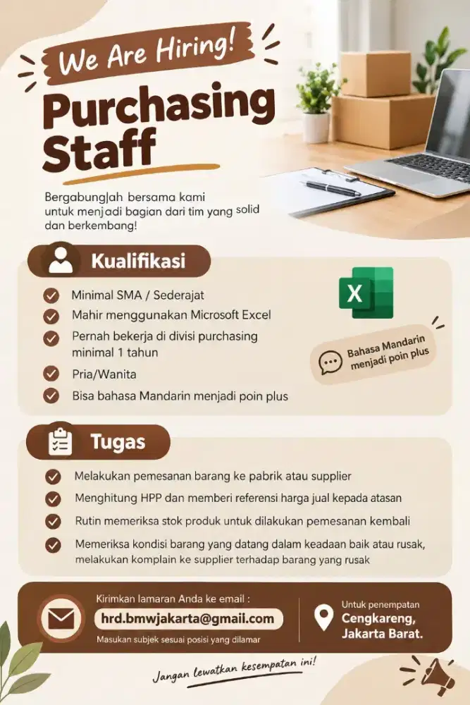 Lowongan Kerja Purchasing Staff