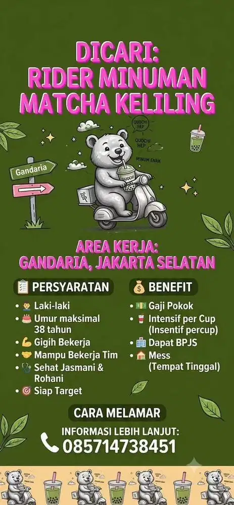 Dibutuhkan Segera! Rider Matcha Keliling
