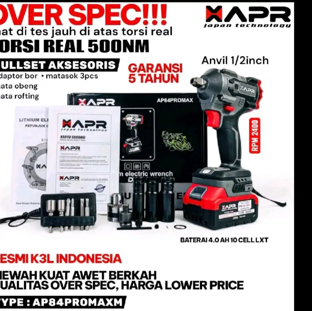 Impact wrench apr ap84promaxm torsi 500 up to 1000nm