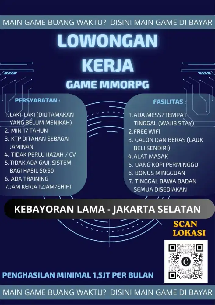Lowongan kerja Main game MMORPG
