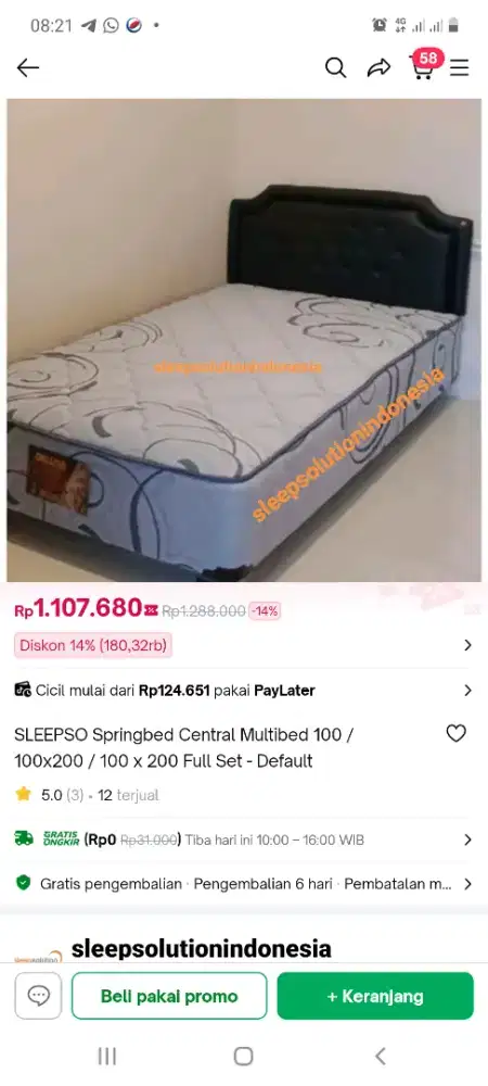 Speingbed Central masih bagus 100x200