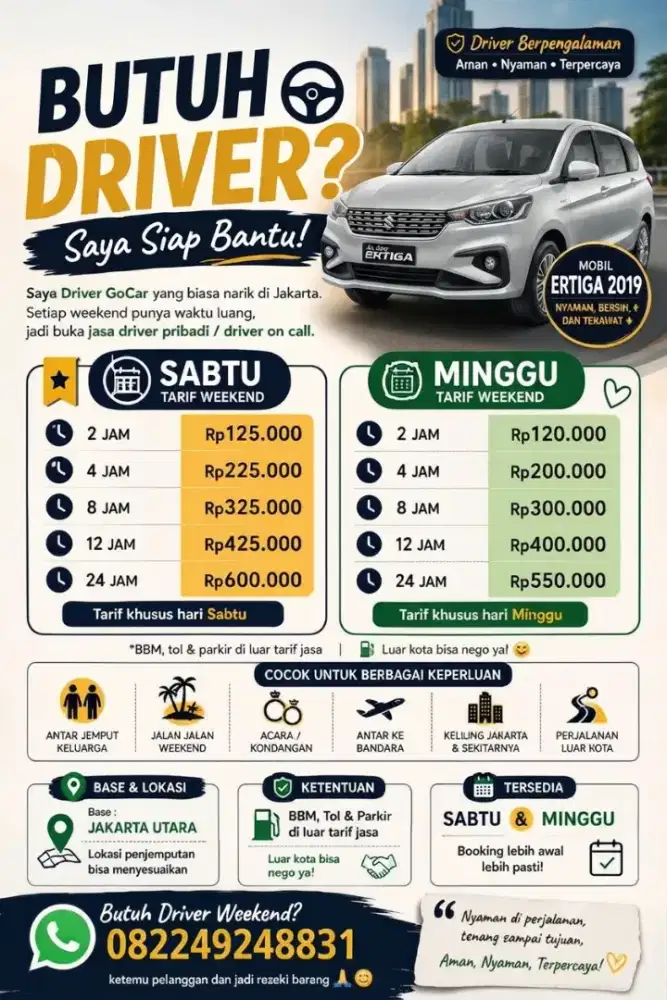 Jasa Driver Weekend