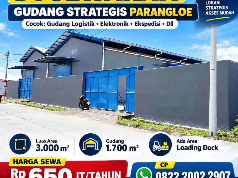 Di sewakan gudang parangloe indah