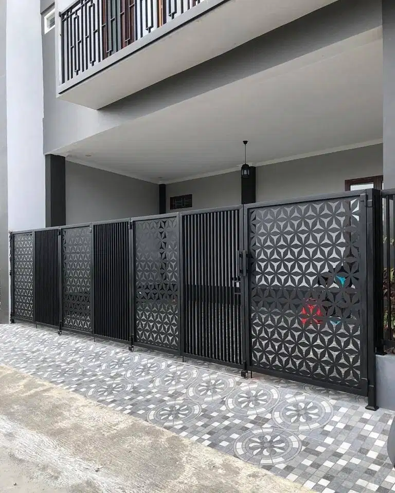 Pintu pagar besi geser laser cutting