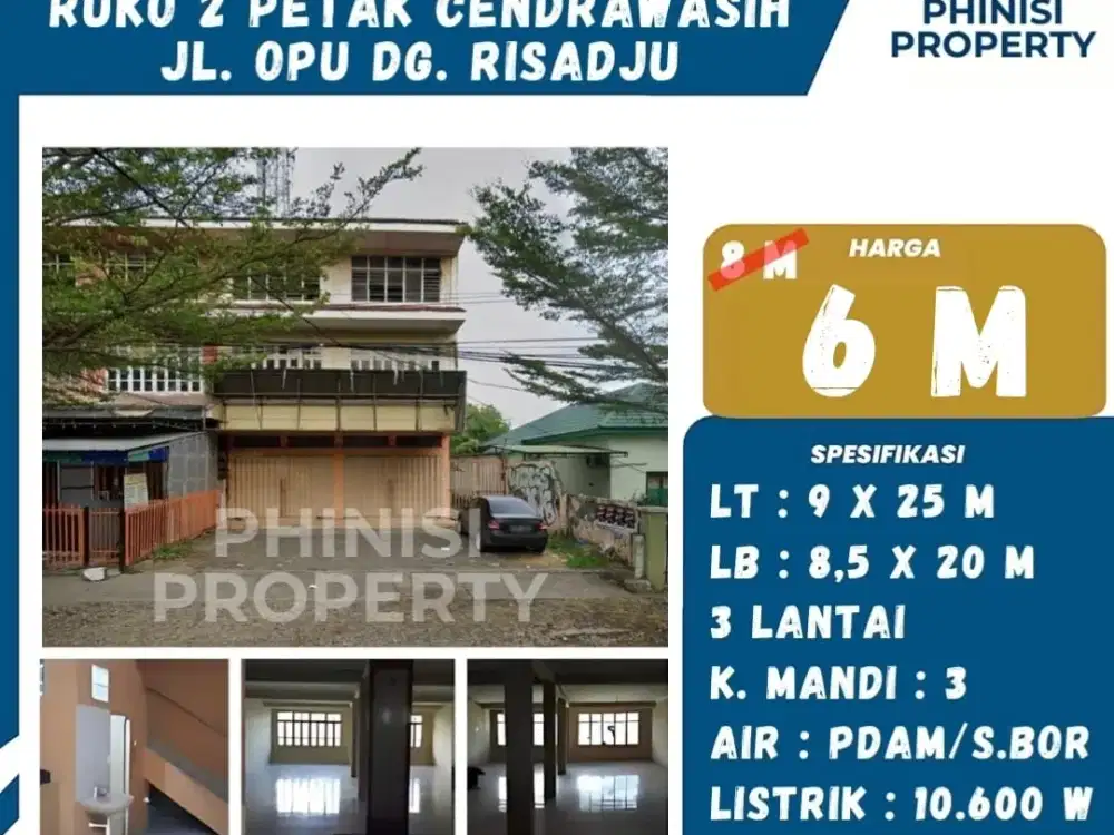 DIJUAL Ruko 2 Petak Loss di Jalan Opu Daeng Risadju