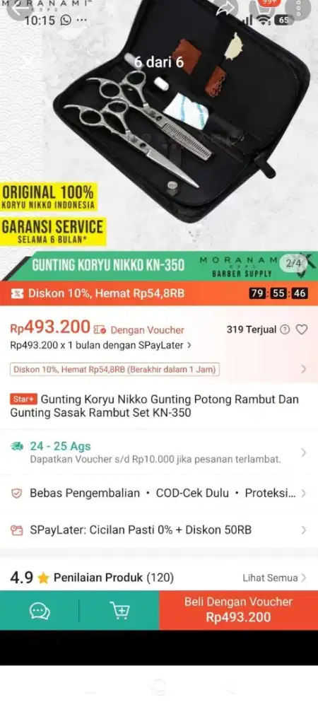 Gunting penipis mata pisau wahl ori