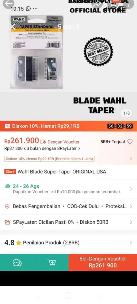 Gunting penipis mata pisau wahl ori