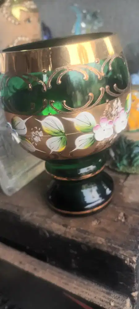 jual 1 gelas kristal bohemia dan jam kristal kondisi baik