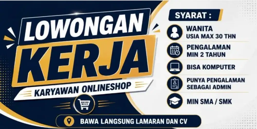 BUTUH CEPAT !!! KARYAWAN ONLINESHOP