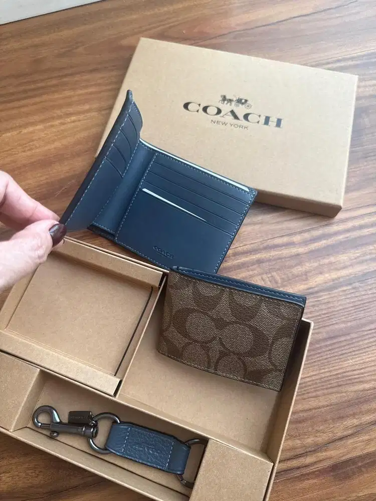Coach 3in1 GFT SIG CLRBLK Man Wallet New Original