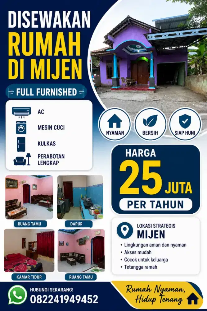 Rumah murah full furnished disewakan