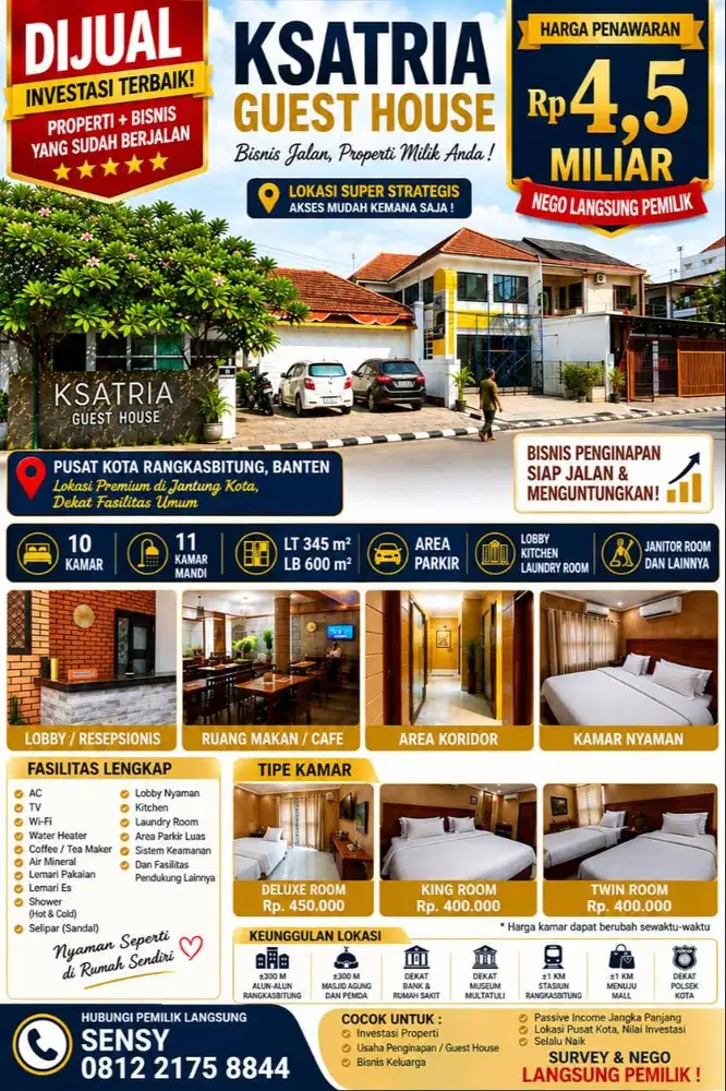Bisnis Guest House Sdh Jalan&Menguntungkan di Pusat Kota Rangkasbitung