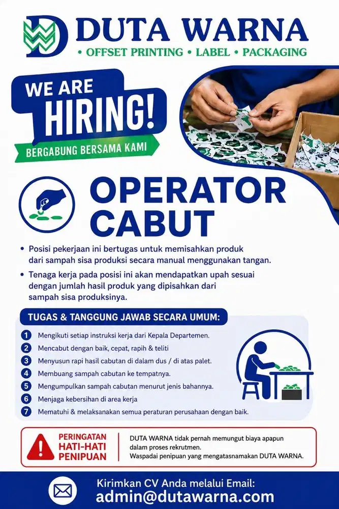 LOWONGAN PEKERJAAN OPERATOR CABUT