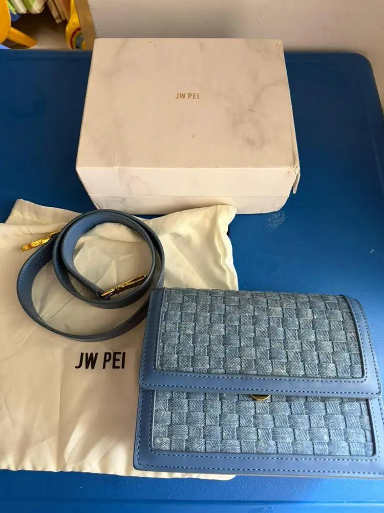 JW Pei mini flap bag blue denim