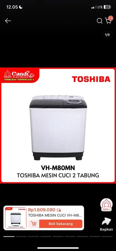 MESIN CUCI TOSHIBA VH-M80MN (Segel)