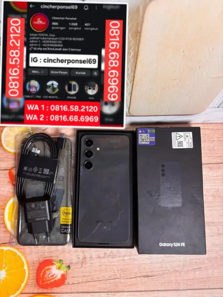 Jual hp SAMSUNG S24 fe 5g 8/256 siap pakai grns resmi FREE adaptor