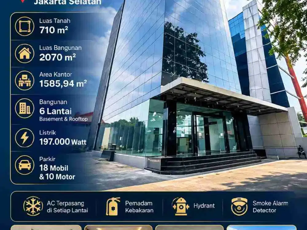 GEDUNG KANTOR 6 LANTAI + BASEMENT & ROOFTOP DI WARUNG BUNCIT JAKSEL | BADAN JALAN