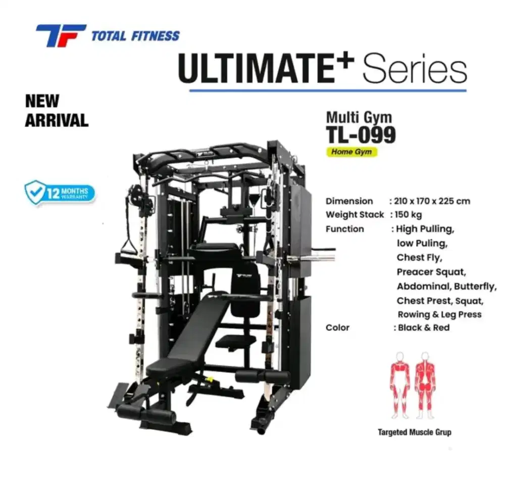 Smith Machine Butterfly Power Rack Plus Bench Total TL 099
