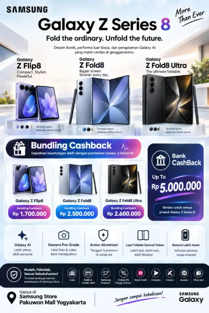 Promo Samsung Fold 8 mulai dari 800 ribuan