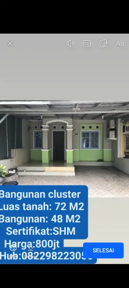 Rumah dijual 800jt