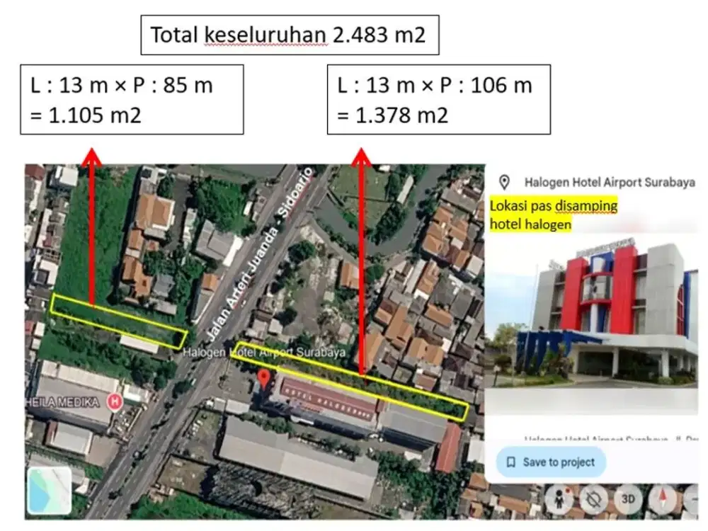 Dijual 2 Bidang Tanah Strategis By Pass Bandara Juanda