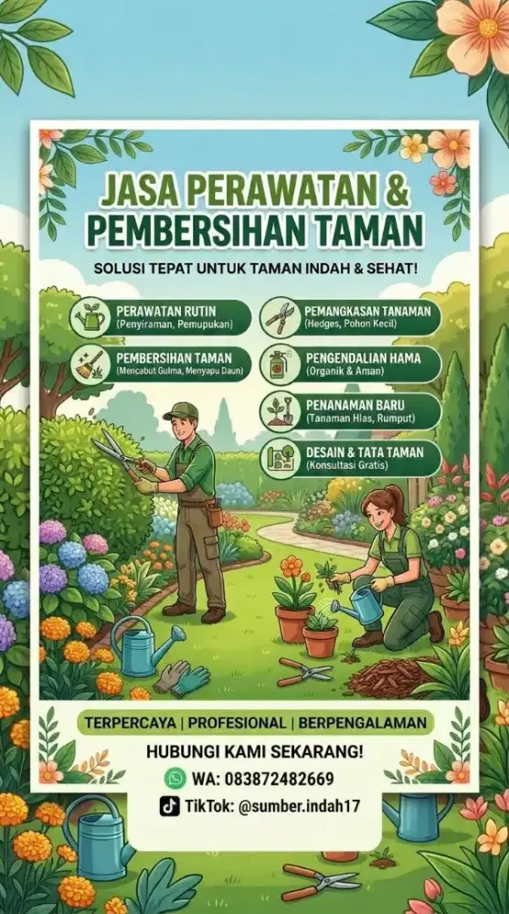 Jasa membersihkan dan perawatan taman