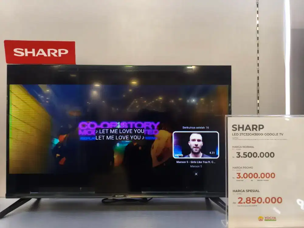 Cash & Kredit SHARP LED 32GH3000I GOOGLE TV Tanpa DP, Bunga 0%