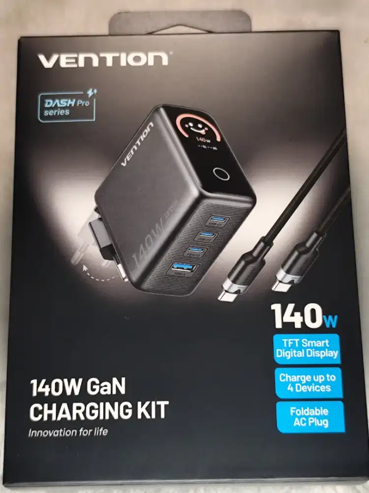 Charger Vention 140W Dash Pro GAN Fast Charge Support PD Laptop Mac