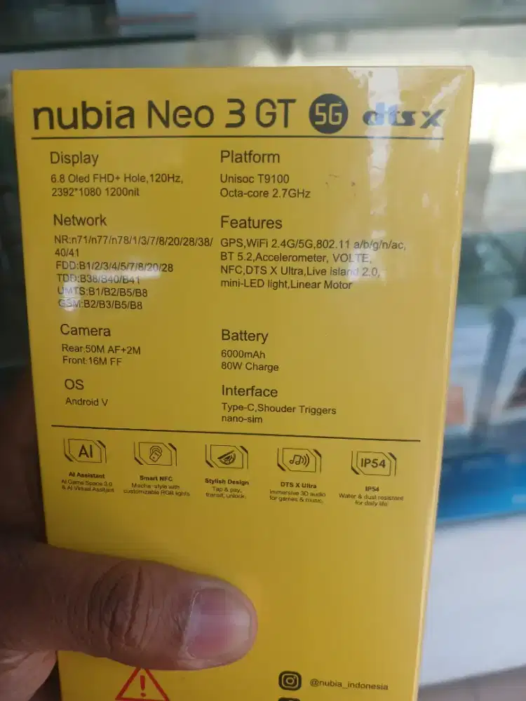 Nubia Neo 3 GT 5G 8Gb 256Gb Gaming T9100 6000mAh Layar Oled Trigger