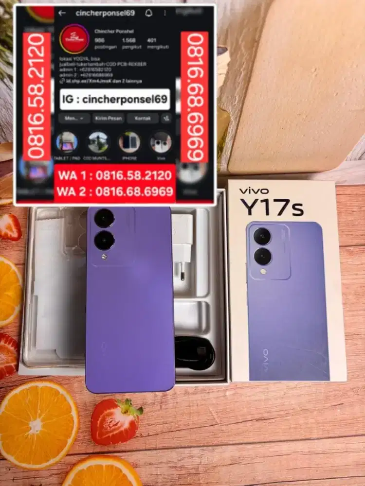 Jual hp likenew Vivo Y17s internal 128gb slistimewa siap pakai