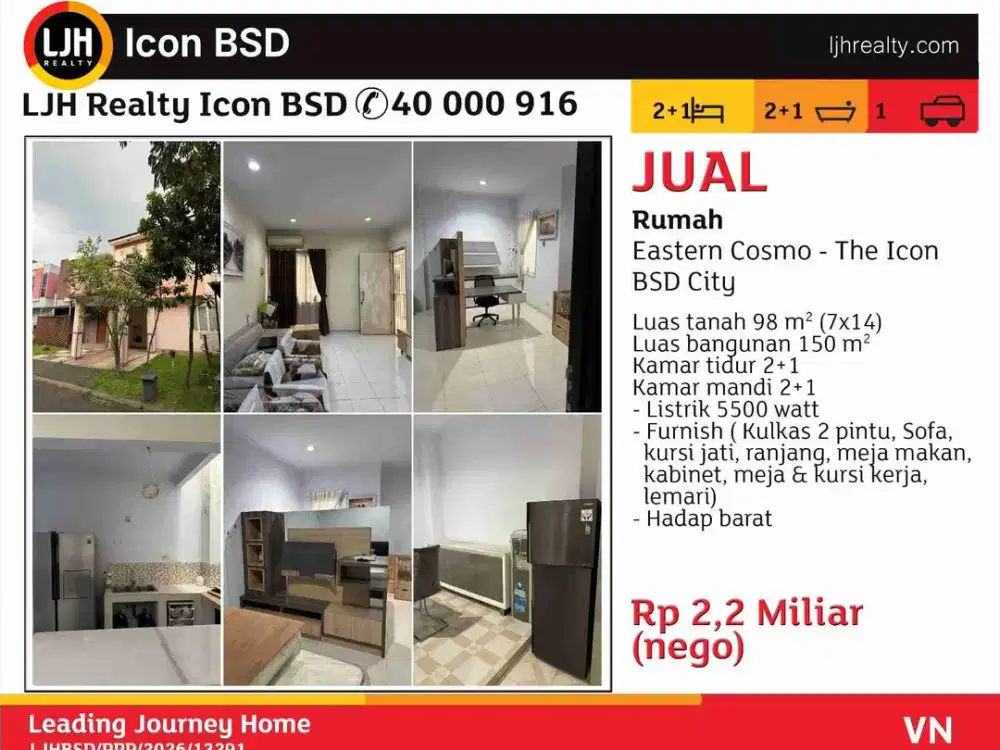 Di Jual Rumah Hunian Eastern Cosmo The Icon BSD City