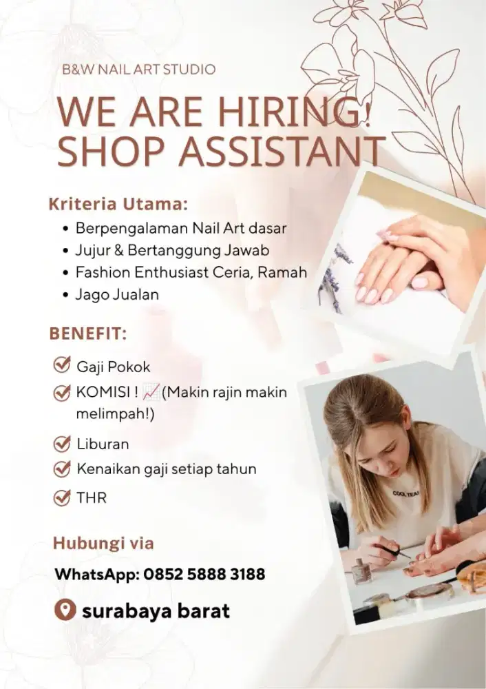 Di butuhkan pegawai untuk nails art,PTC