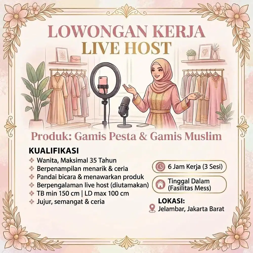 Lowongan kerja  Host Live