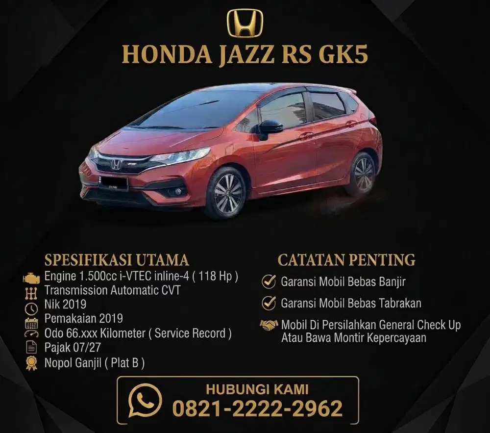 HONDA JAZZ RS GK5 2019 / Super Condition